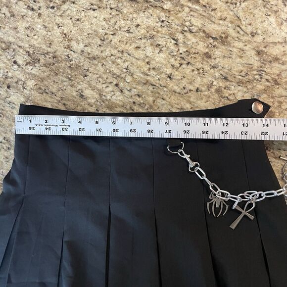 Dolls Kill The Craft Collab Black Mini pleated Belted Skirt Goth Punk Moon Star - Picture 9 of 10